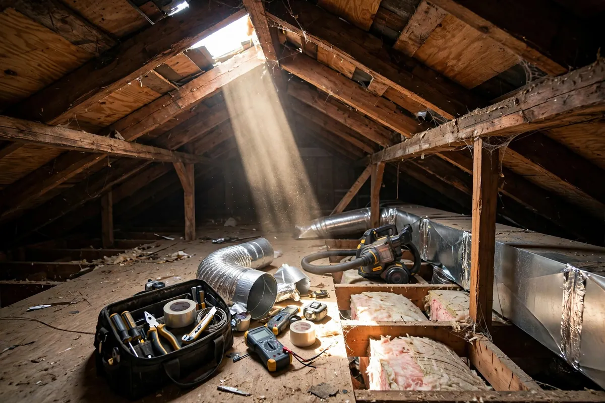 Light through an attic roof gap