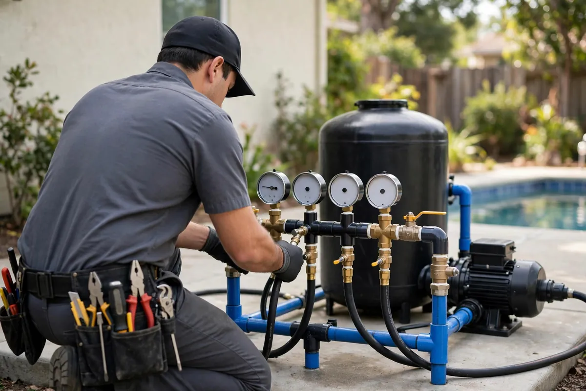Pressure testing pool plumbing lines
