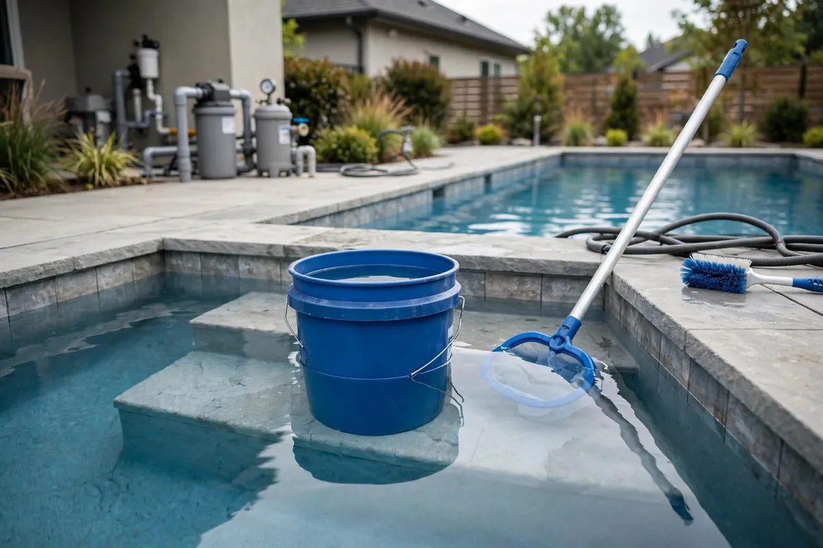 Bucket test setup on a pool step