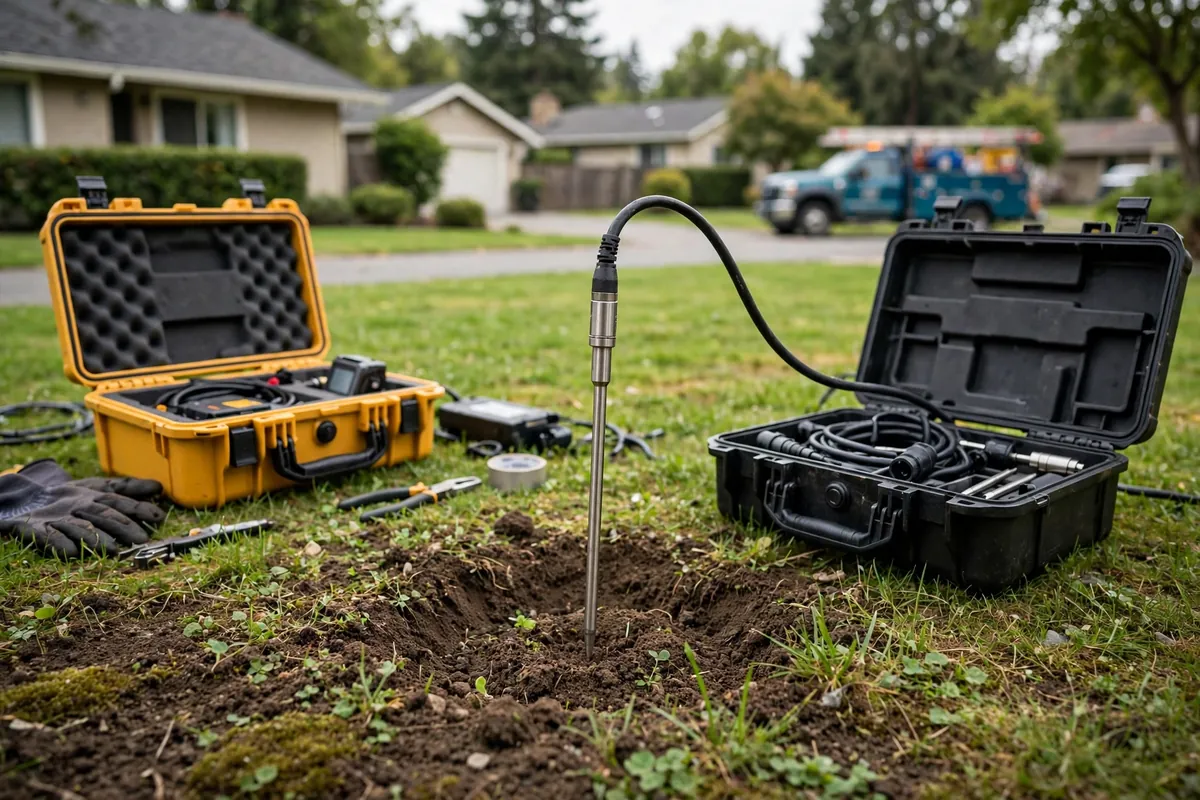 Listening probe finding underground leak