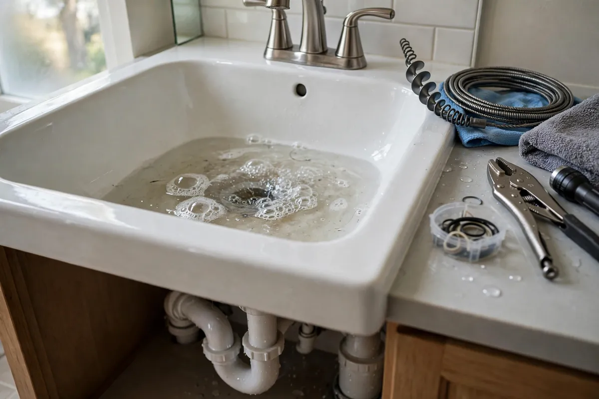 Slow gurgling bathroom drain
