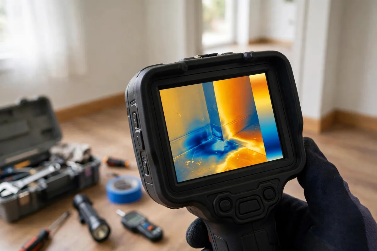 Thermal camera showing a leak