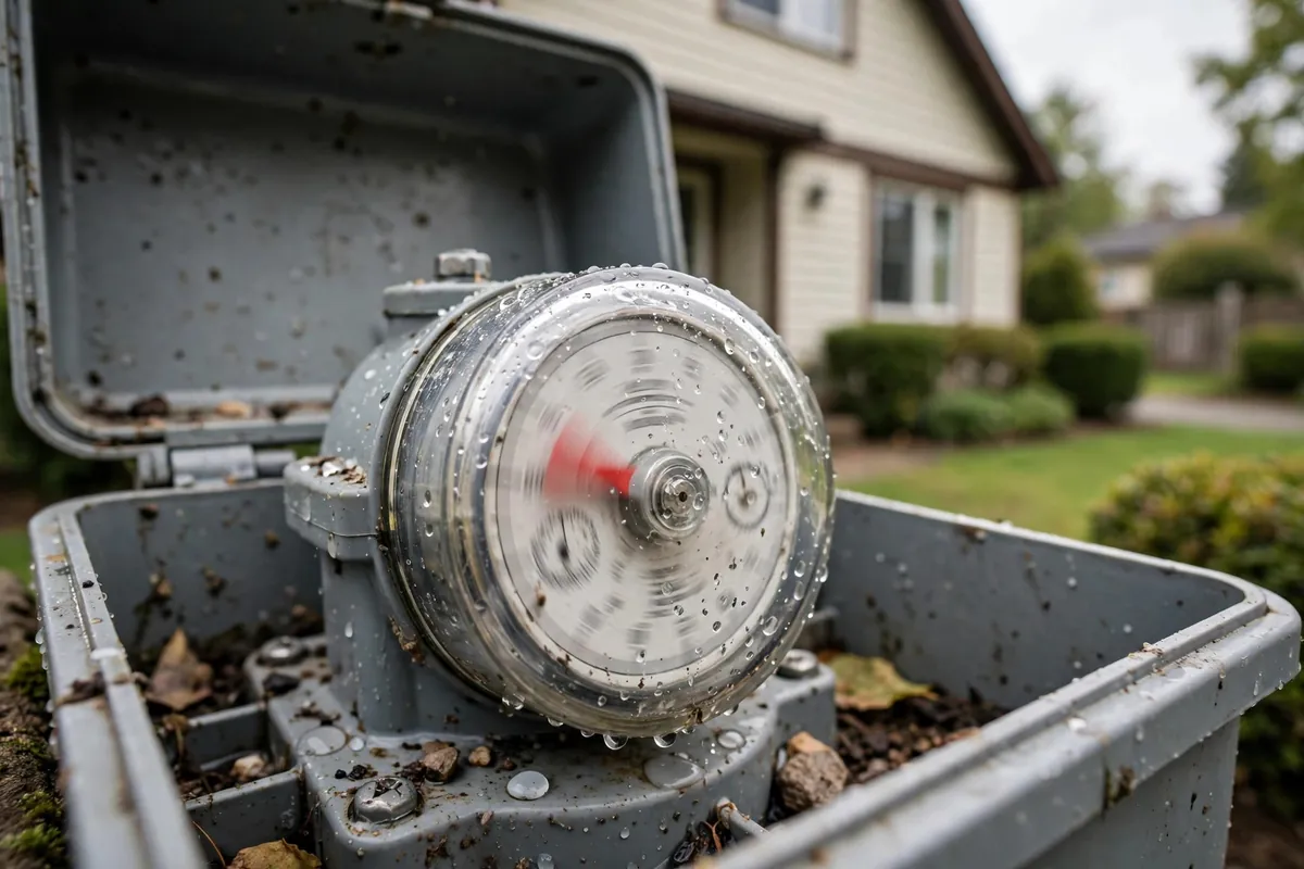 Water meter dial spinning