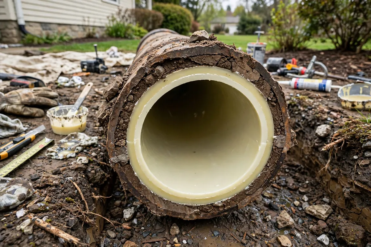 Epoxy liner inside a pipe