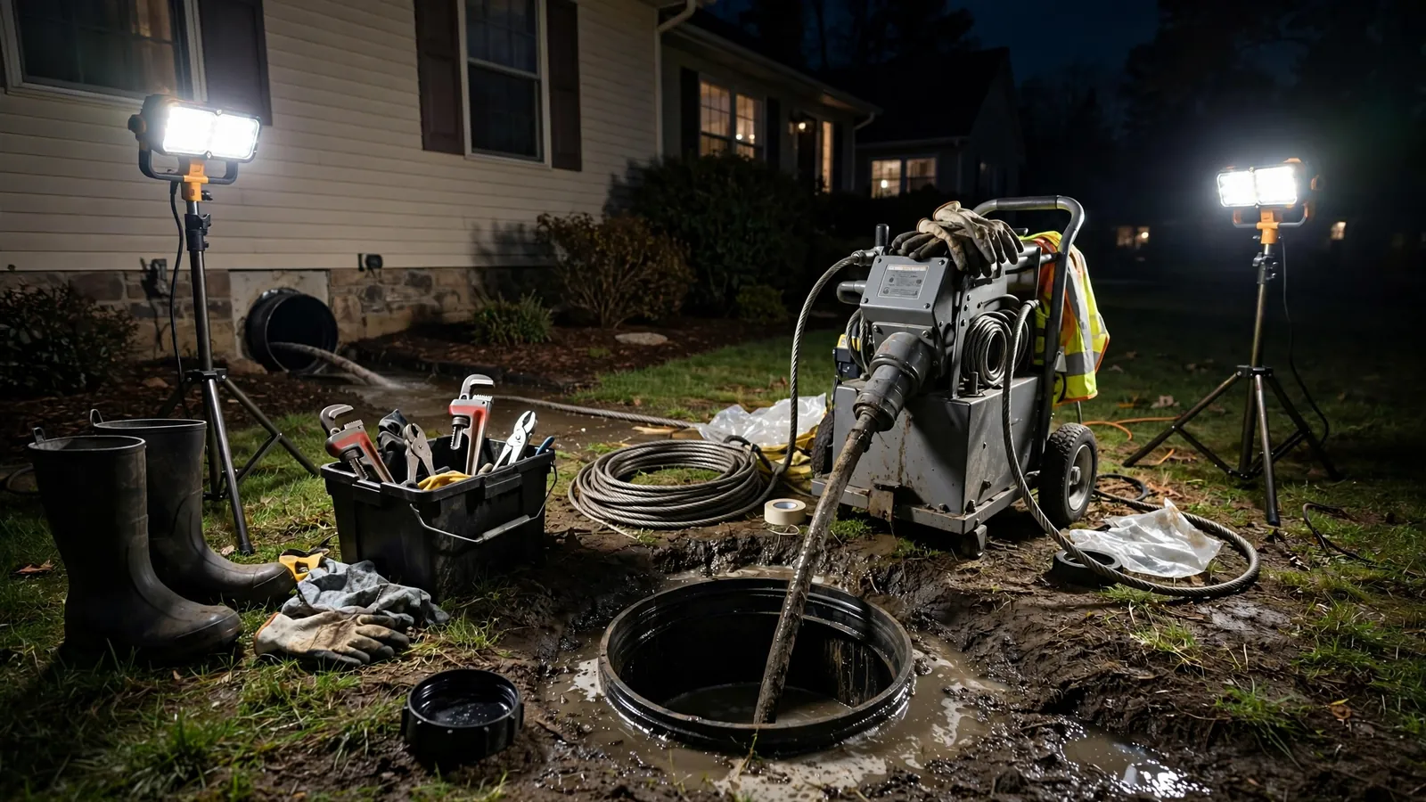 Sewage backing up into a bathtub during a main line clog emergency in Leesburg FL